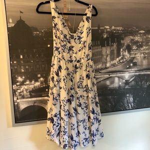 Torrid White and Blue Floral Flouncy Skirt Dress